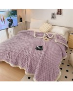 1pc Solid Color Edging Lovely Plush Blanket Soft And Cozy Skin Friendly Fleece Throw Multi Functional Blanket In Different Sizes For Travel Home Office Couch Bed Sofa Chair Double Sided Cover Suitable For All Seasons Ideal For Bedroom And Living Room Deco