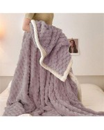 1pc Solid Color Edging Lovely Plush Blanket Soft And Cozy Skin Friendly Fleece Throw Multi Functional Blanket In Different Sizes For Travel Home Office Couch Bed Sofa Chair Double Sided Cover Suitable For All Seasons Ideal For Bedroom And Living Room Deco