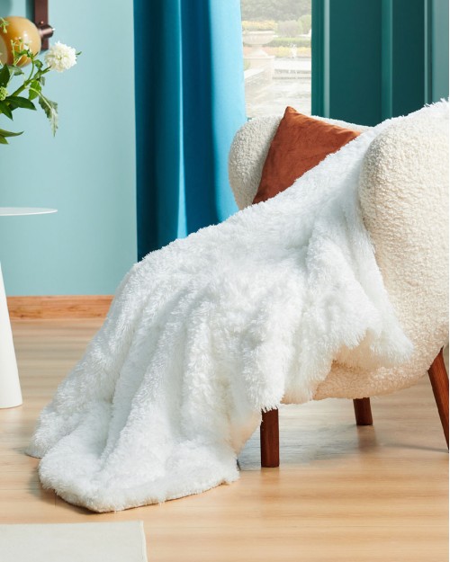 Fluffy Artificial Fur Blanket Fluffy Blanket Fuzzy Cozy Soft And Thick Sherpa Cozy Warm Decorative Gift Throw Blankets For Couch Sofa Bed 640  Sofa Blanket Bedroom Blankets - White