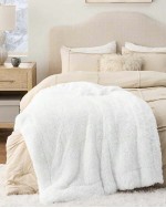 Fluffy Artificial Fur Blanket Fluffy Blanket Fuzzy Cozy Soft And Thick Sherpa Cozy Warm Decorative Gift Throw Blankets For Couch Sofa Bed 640  Sofa Blanket Bedroom Blankets - White