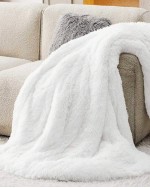 Fluffy Artificial Fur Blanket Fluffy Blanket Fuzzy Cozy Soft And Thick Sherpa Cozy Warm Decorative Gift Throw Blankets For Couch Sofa Bed 640  Sofa Blanket Bedroom Blankets - White