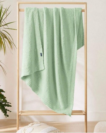 Blanket Super Soft Knit Throw Blanket Warm Cozy Reversible Blanket Fluffy Fuzzy Plush Lightweight Blanket For Couch Sofa Bed - Green