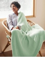 Blanket Super Soft Knit Throw Blanket Warm Cozy Reversible Blanket Fluffy Fuzzy Plush Lightweight Blanket For Couch Sofa Bed - Green