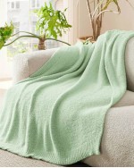 Blanket Super Soft Knit Throw Blanket Warm Cozy Reversible Blanket Fluffy Fuzzy Plush Lightweight Blanket For Couch Sofa Bed - Green