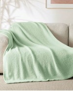 Blanket Super Soft Knit Throw Blanket Warm Cozy Reversible Blanket Fluffy Fuzzy Plush Lightweight Blanket For Couch Sofa Bed - Green