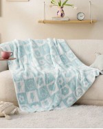 Blanket Super Soft Knit Throw Blanket Warm Cozy Reversible Blanket Fluffy Fuzzy Plush Lightweight Blanket For Couch Sofa Bed - Love Peace Blue