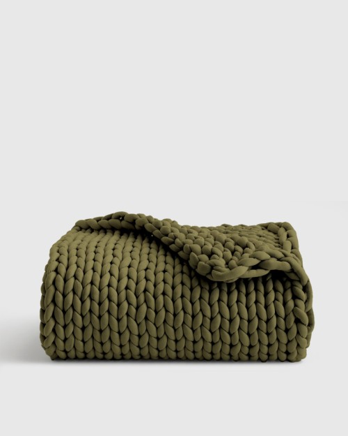 Chunky Knit Weighted Blanket - Olive