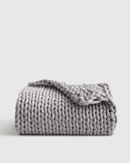 Chunky Knit Weighted Blanket - Light Grey